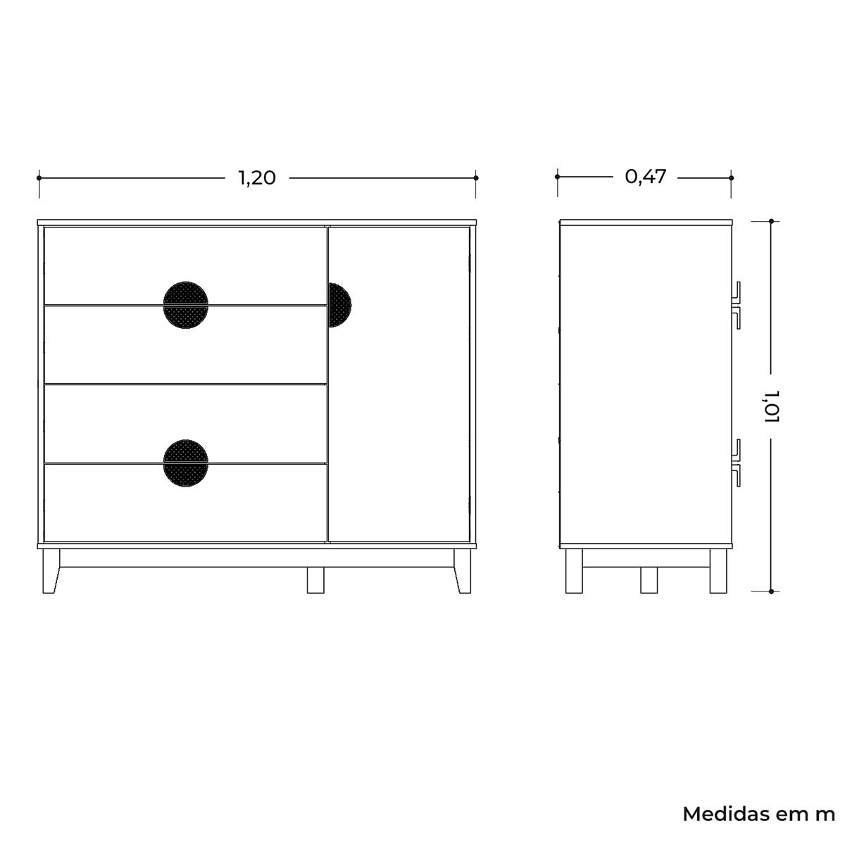 Cômoda Sapateira 4 Gavetas 1 Porta 100% MDF Cauê  Cinamomo/Branco