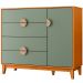 Cômoda Sapateira 4 Gavetas 1 Porta 100% MDF Cauê  Cinamomo/Sálvia
