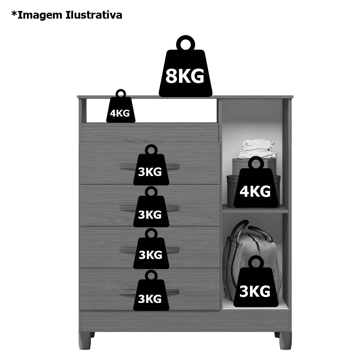 Cômoda Sapateira 4 Gavetas 1 Porta Nicho Duquesa Cinamomo/Off White