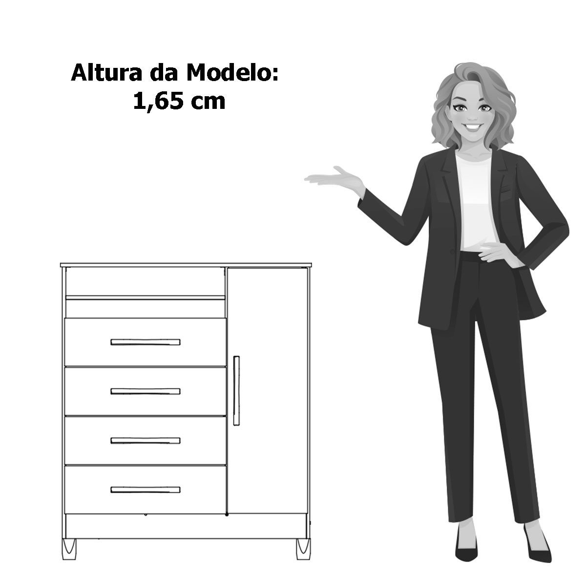Cômoda Sapateira 4 Gavetas 1 Porta Nicho Duquesa Cinamomo/Off White