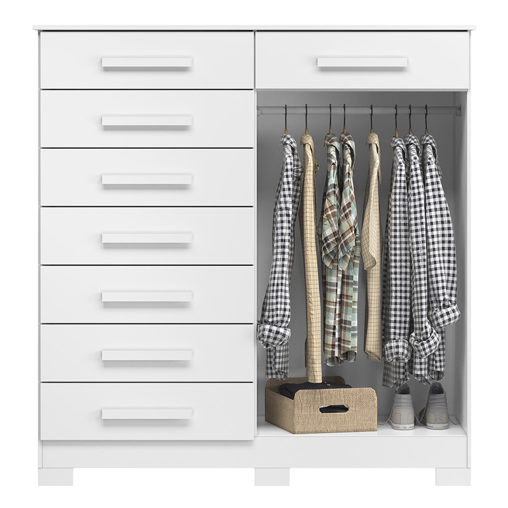 Cômoda Sapateira 8 Gavetas 2 Portas 125cm Verona Branco - Albatroz