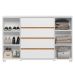 Cômoda Sapateira Grande 4 Gavetas 2 Portas Flex Evidência Branco/Freijó