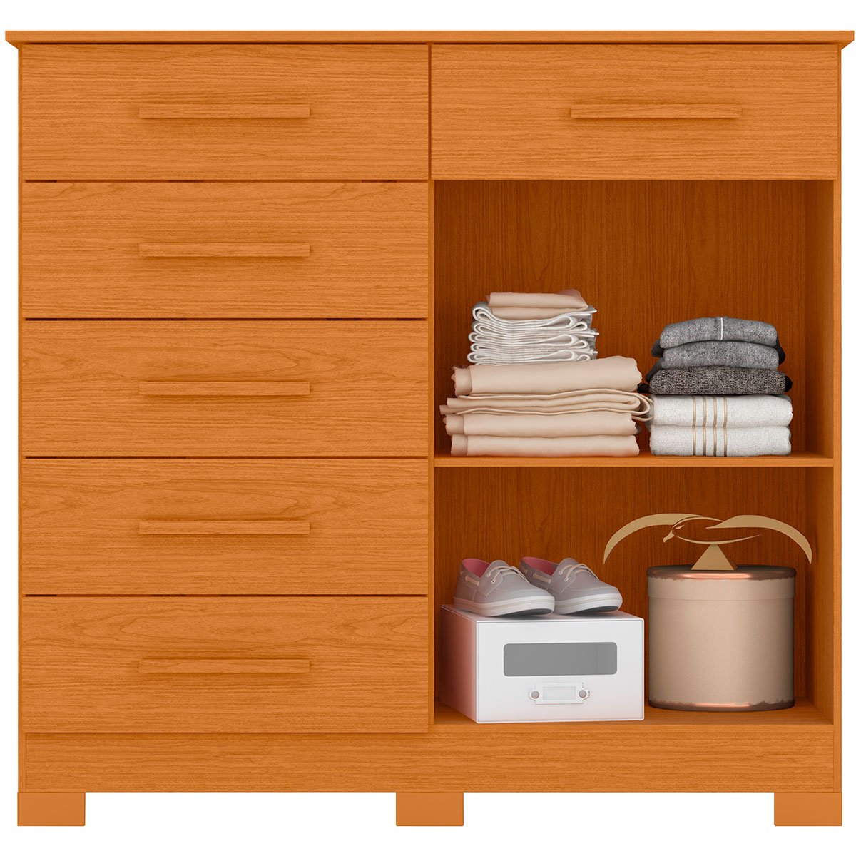Cômoda Sapateira Mandarim 6 Gavetas 2 Portas MDP Cinamomo