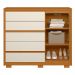 Cômoda Sapateira Quarto Duetto 05 gavetas e 1 Porta Ripada Cinamomo/Off White