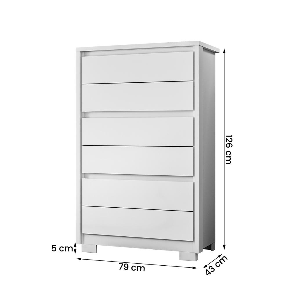 Cômoda Unno 79cm 6 Gavetas com Pés Plástico Branco