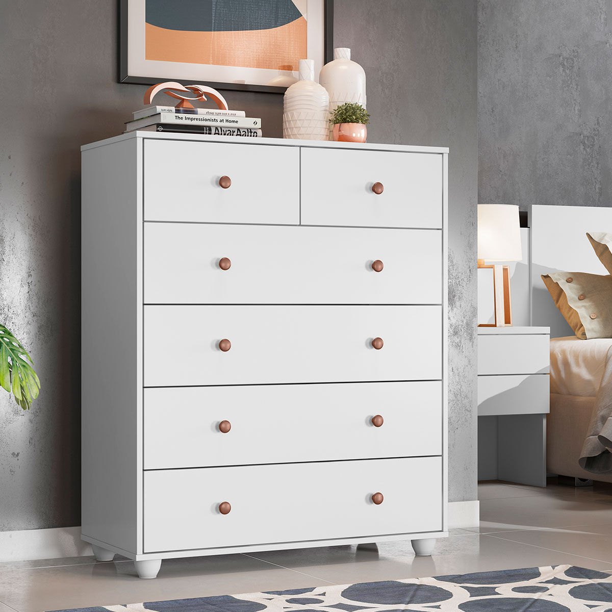 Cômoda Vittória 6 Gavetas Branco Móveis Albatroz