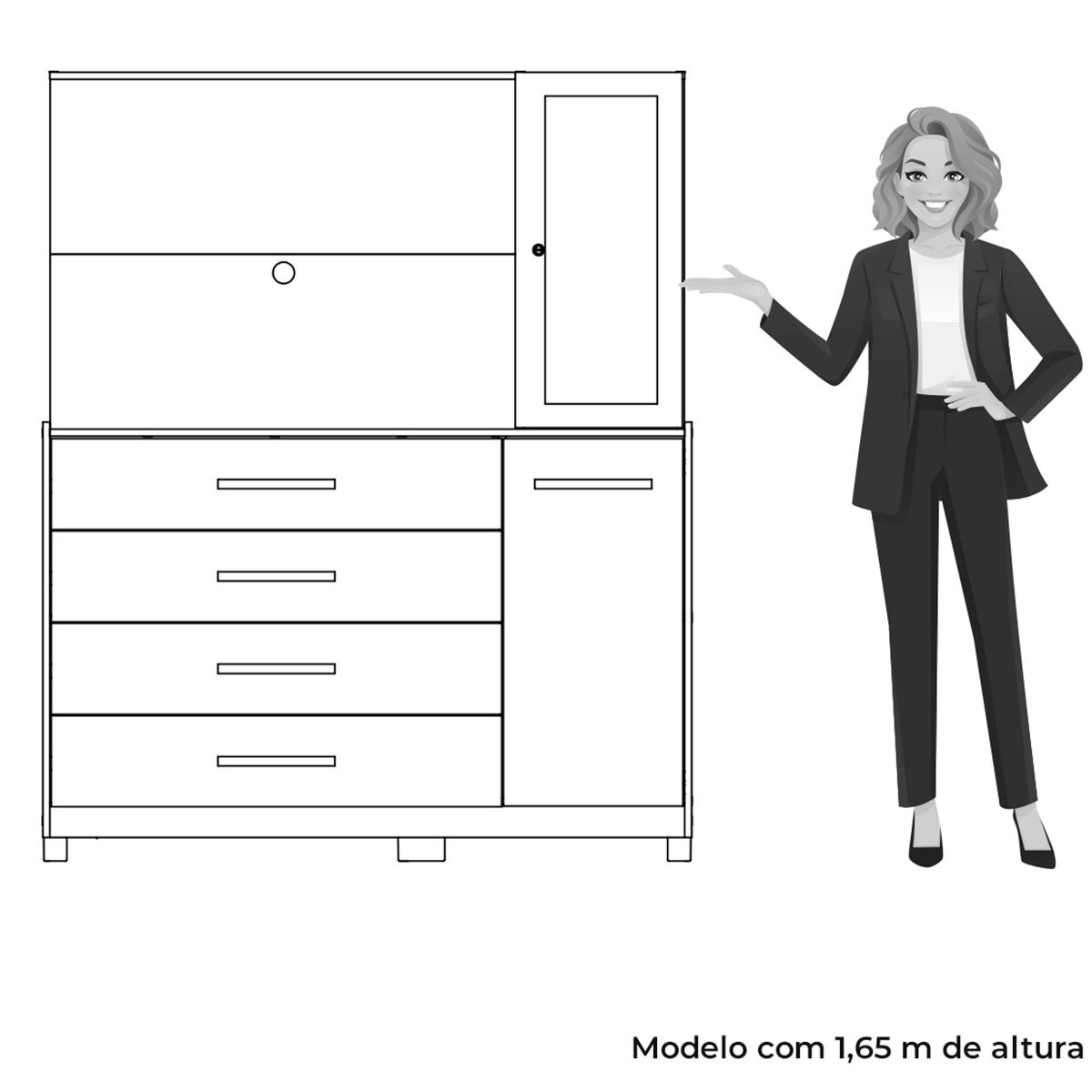 Cômoda com Painel para Tv 43" 4 Gavetas 2 Portas Ilha Bela Branco Fosco Liso