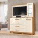Cômoda com Painel para Tv 43" 4 Gavetas 2 Portas Ilha Bela Carvalho Grife/Off White
