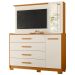 Cômoda com Painel para Tv 43" 4 Gavetas 2 Portas Ilha Bela Cinamomo/Off White