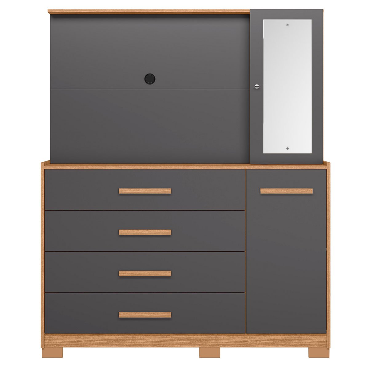 Cômoda com Painel para Tv 43" 4 Gavetas 2 Portas Ilha Bela Freijó/Titanium