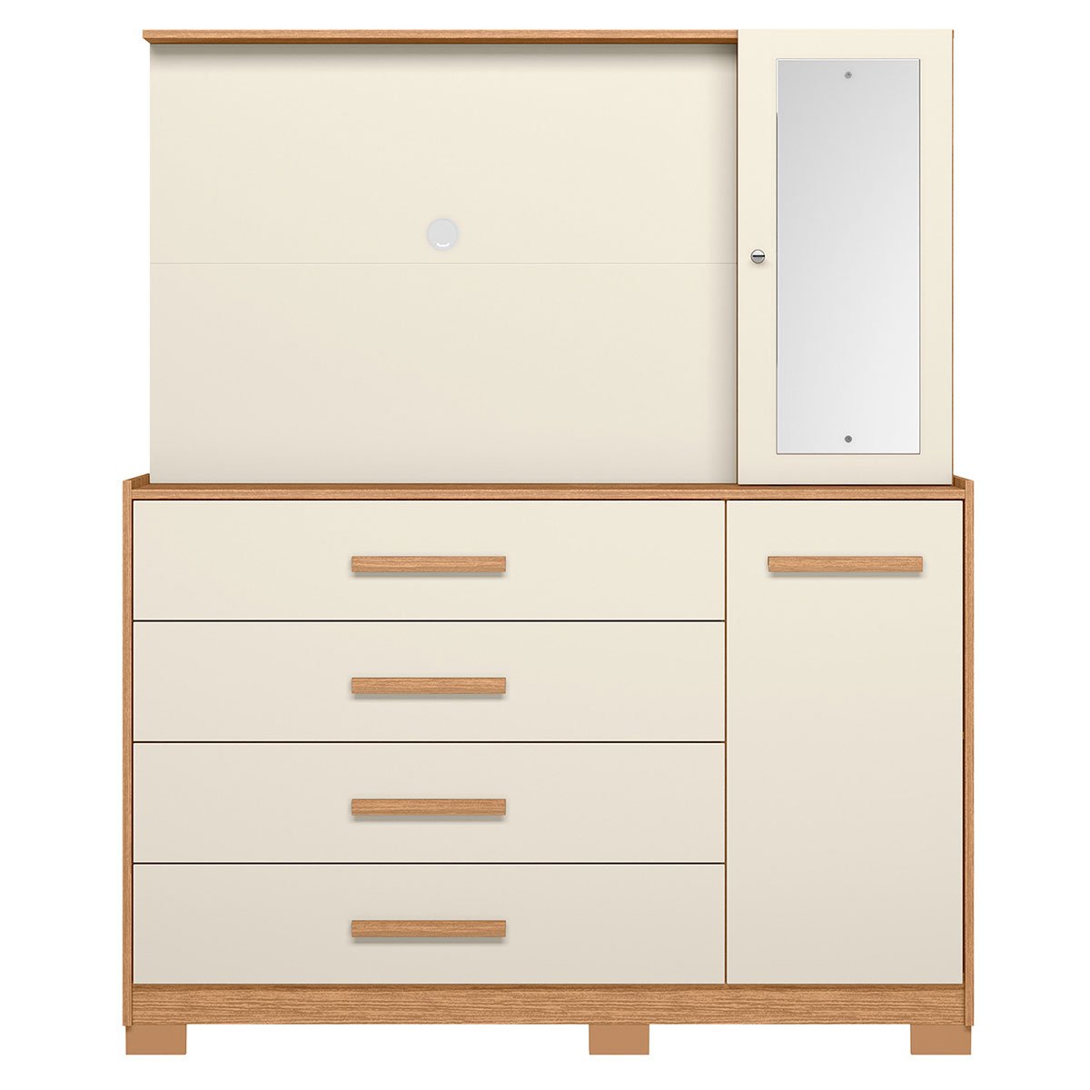 Cômoda com Painel para Tv 43" 4 Gavetas 2 Portas Ilha Bela Freijo/Off White