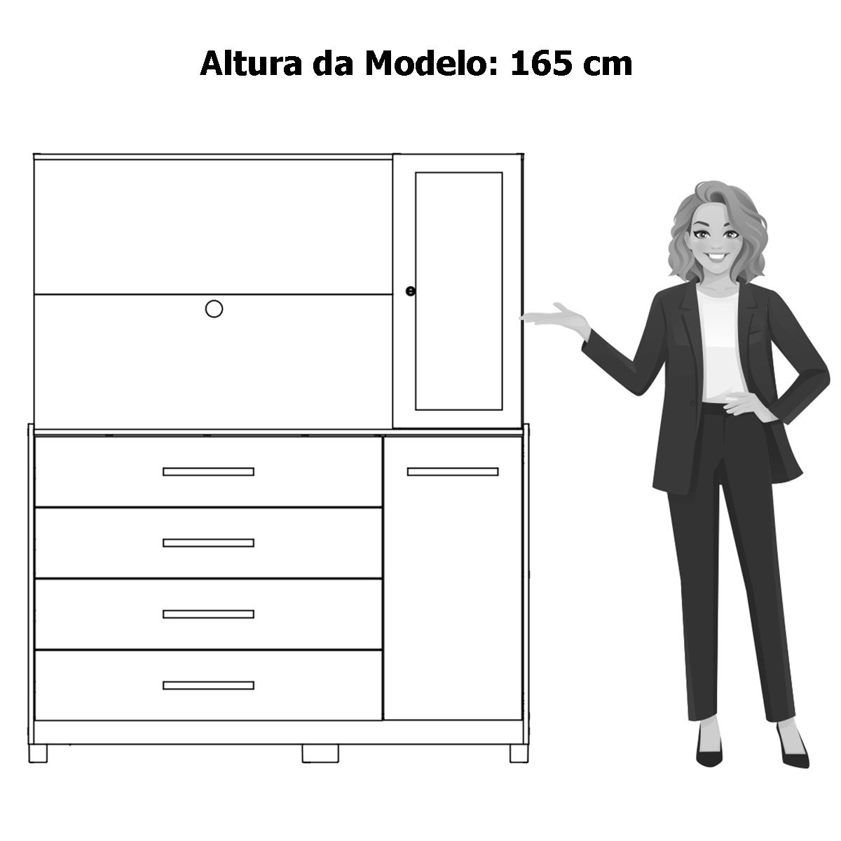 Cômoda com Painel para Tv 43" 4 Gavetas 2 Portas Ilha Bela Freijo/Off White