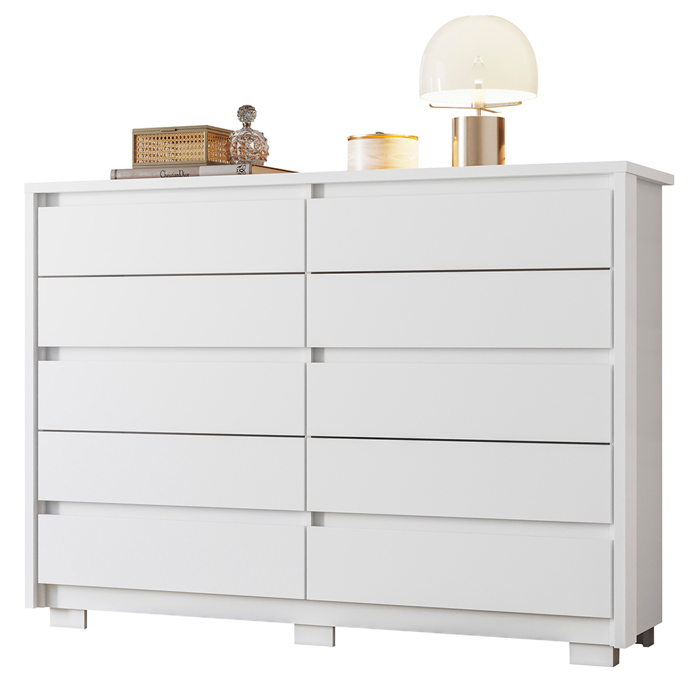 Cômoda para Quarto 10 Gavetas 151cm Duetto Branco - Albatroz