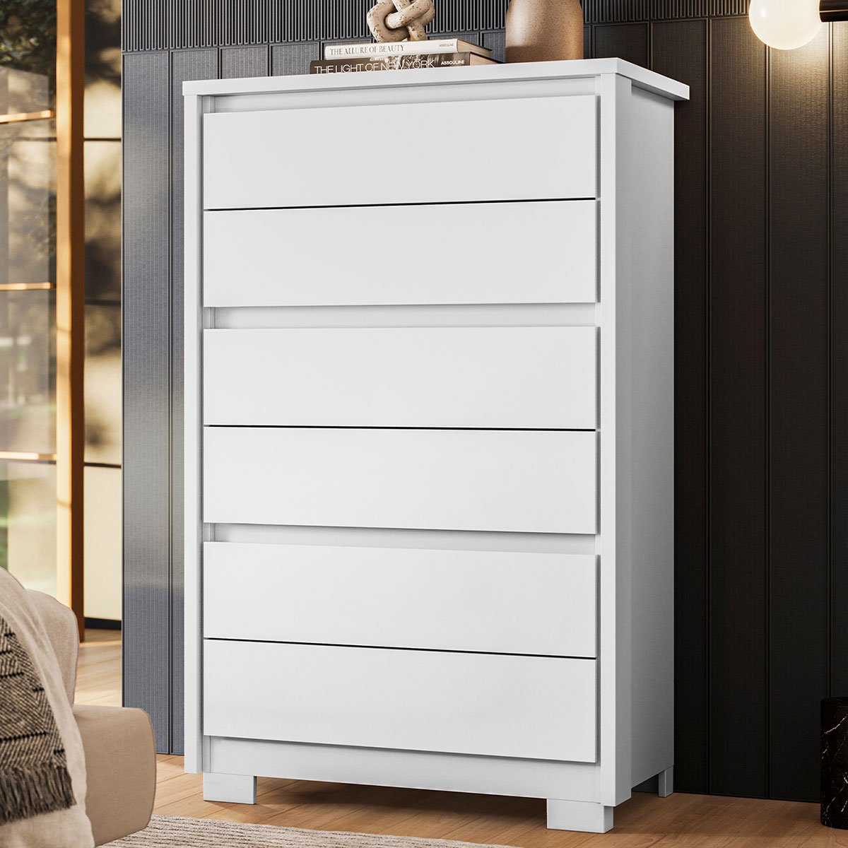 Cômoda para Quarto 6 Gavetas MDP Duo Branco