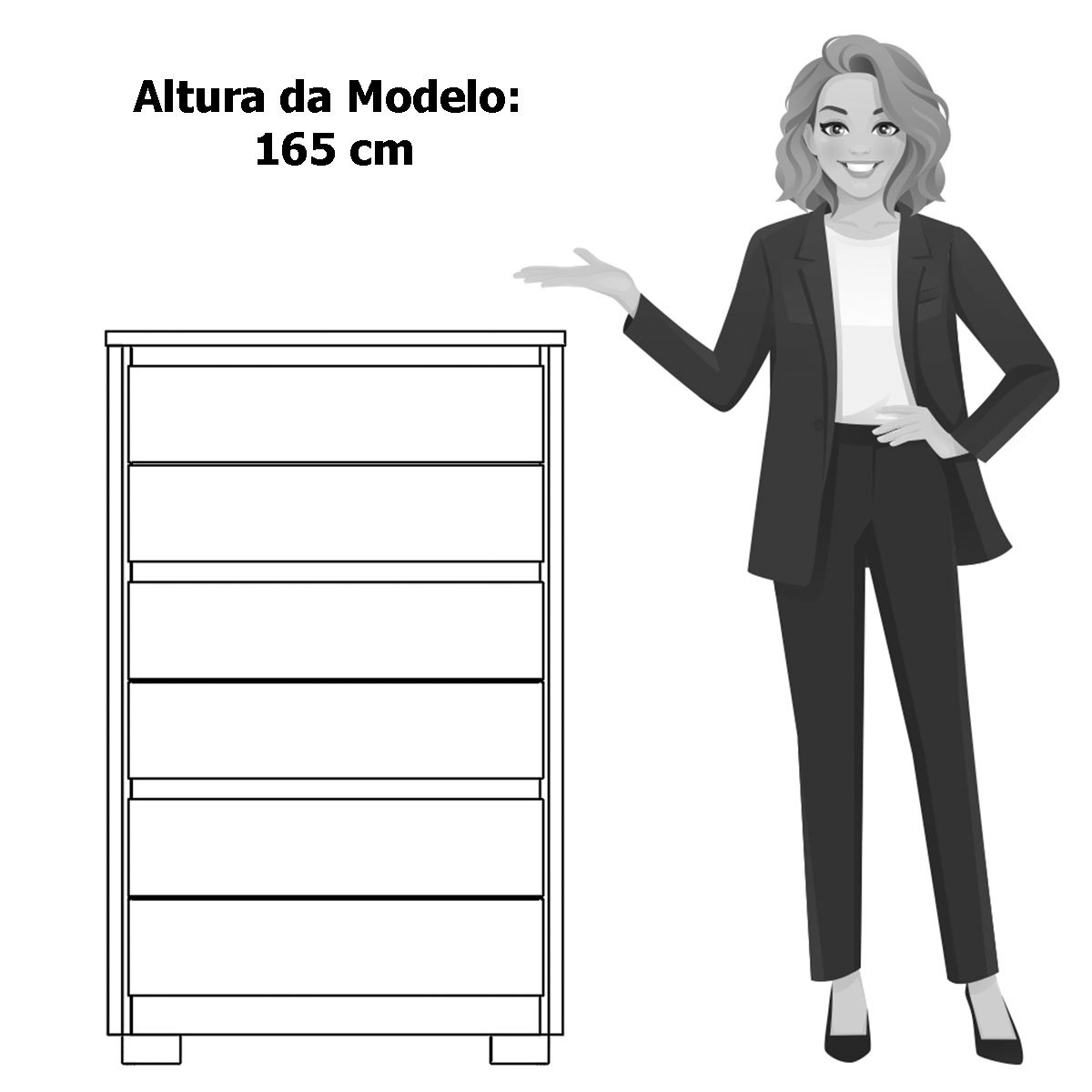 Cômoda para Quarto 6 Gavetas MDP Duo Cinamomo/Off White