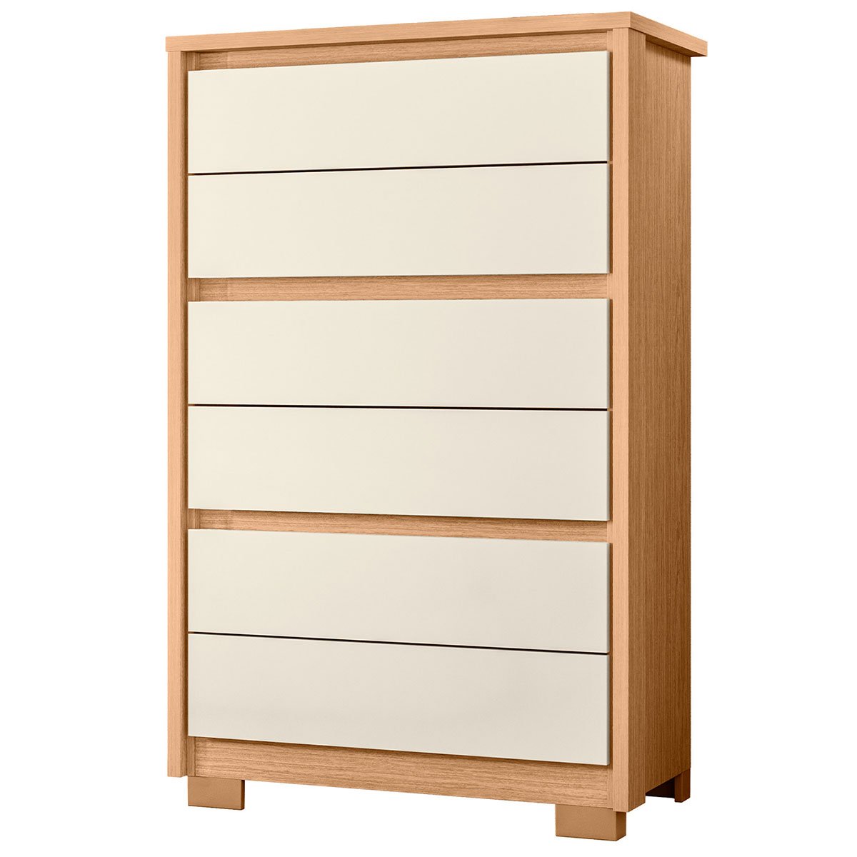 Cômoda para Quarto 6 Gavetas MDP Duo Freijo/Off White
