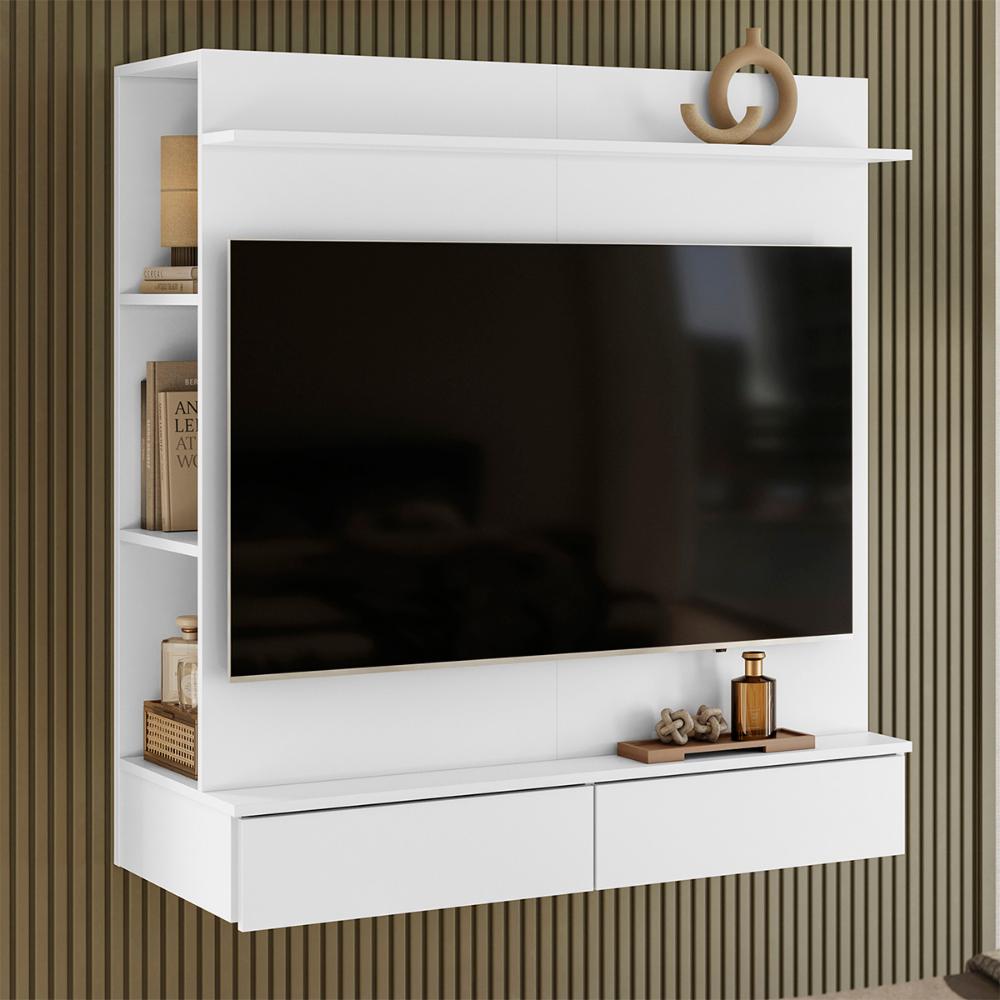 Closet com Painel Wave 108cm 2 Gavetas e Cabideiro Branco