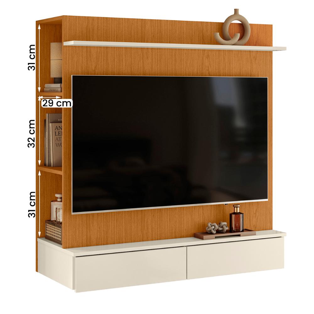 Closet com Painel Wave 108cm 2 Gavetas e Cabideiro Cinamomo/Off White