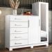 Comoda New Master Quarto Com 5 Gavetas 2 Portas e Espelho Branco