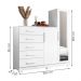 Comoda New Master Quarto Com 5 Gavetas 2 Portas e Espelho Branco
