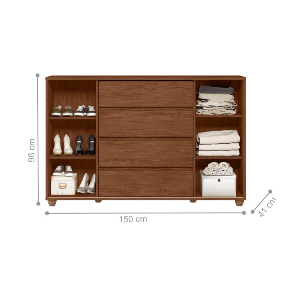 Conjunto Guarda Roupa e Cabeceira Anna Avelã Fendi Metalic