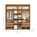 Conjunto Guarda Roupa e Cabeceira Anna Nature/Titanium/Branco Fosco Liso