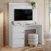 Escrivaninha com Painel Doble Ripado 120cm 3 Gavetas Branco