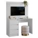Escrivaninha com Painel até 42" Ripada 3 Gavetas Noble Branco