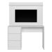 Escrivaninha com Painel até 42" Ripada 3 Gavetas Noble Branco