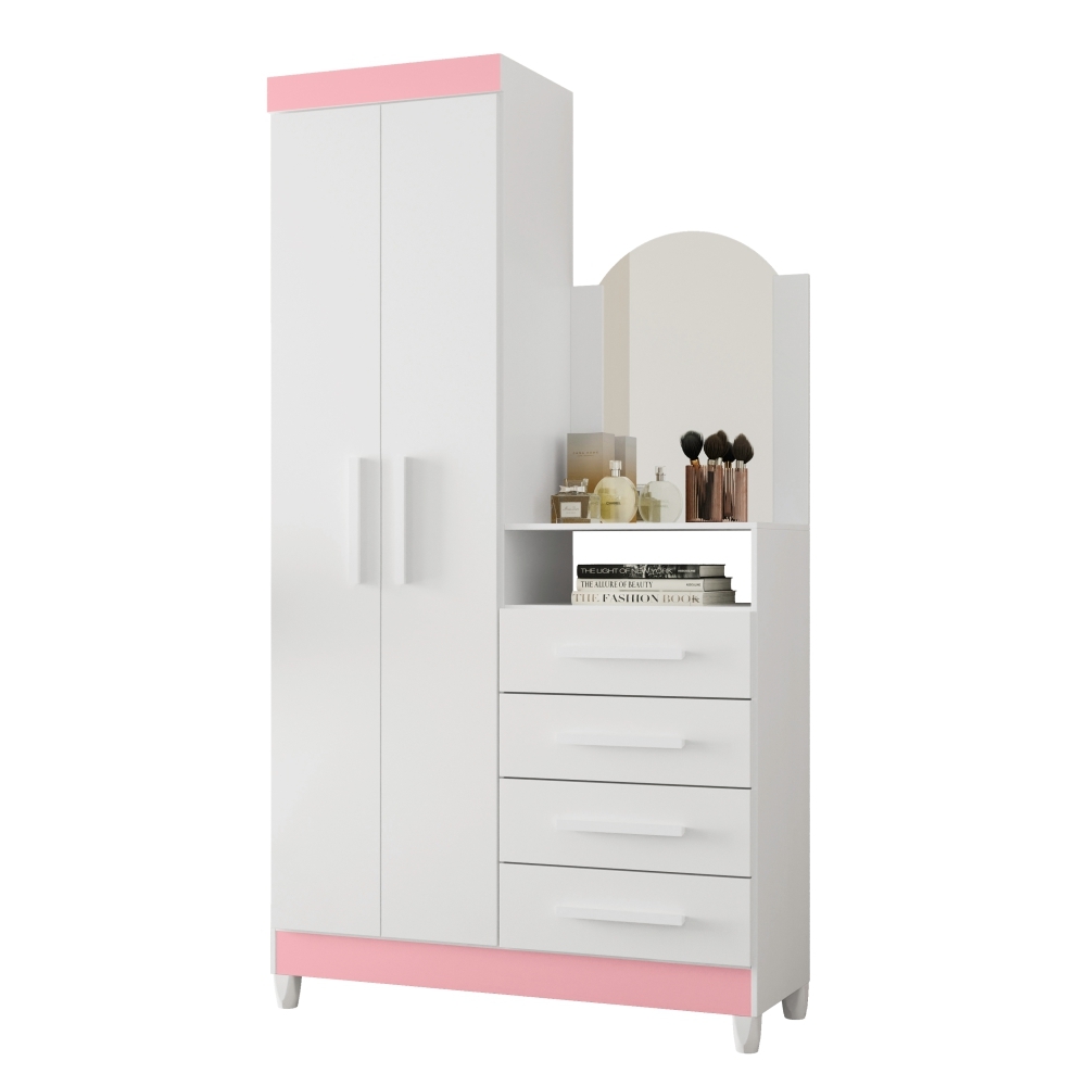 Gaveteiro Anita Branco Rosa Titanium Azul com Nicho