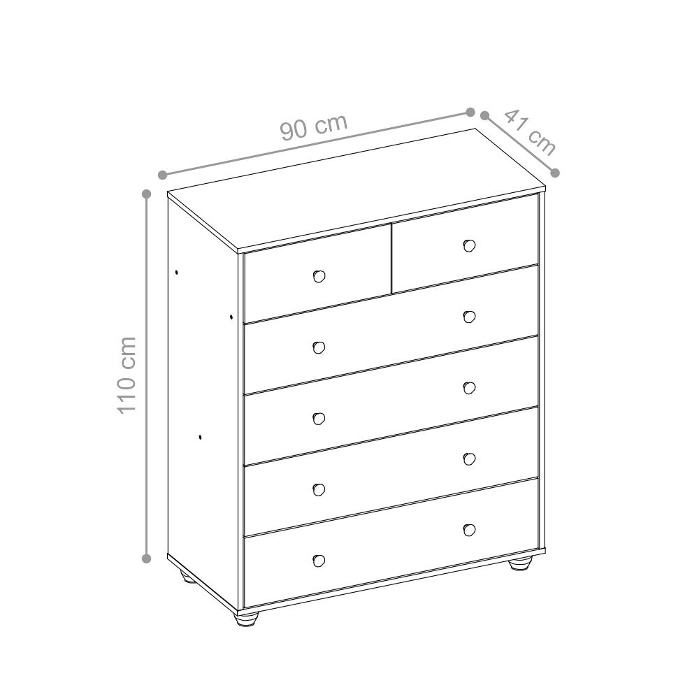 Gaveteiro Colmar Branco 6 Gavetas