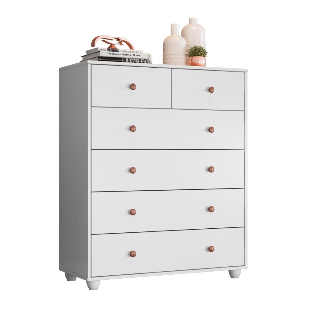 Gaveteiro Colmar Branco 6 Gavetas