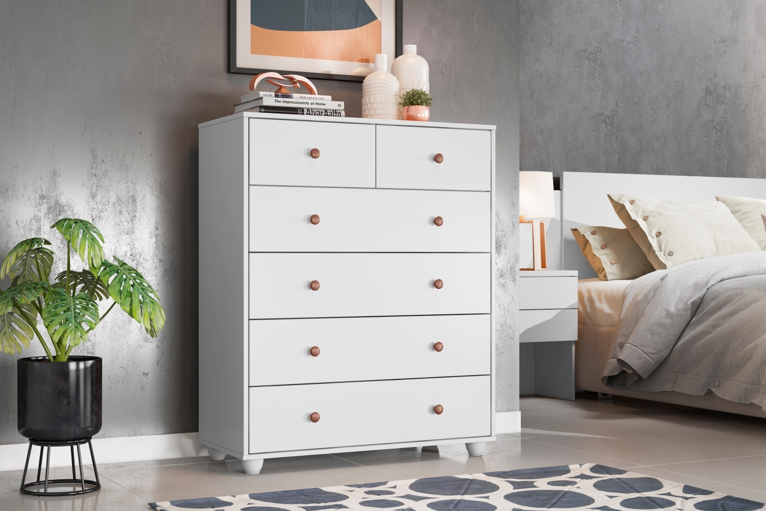 Gaveteiro Colmar Branco 6 Gavetas