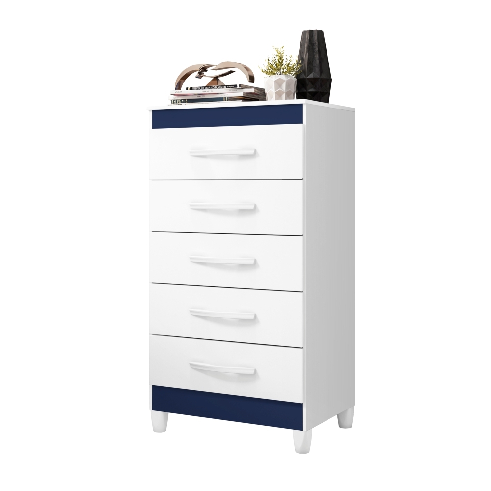 Gaveteiro Fenix Branco Flex Titanium Azul Rosa 5 Gavetas