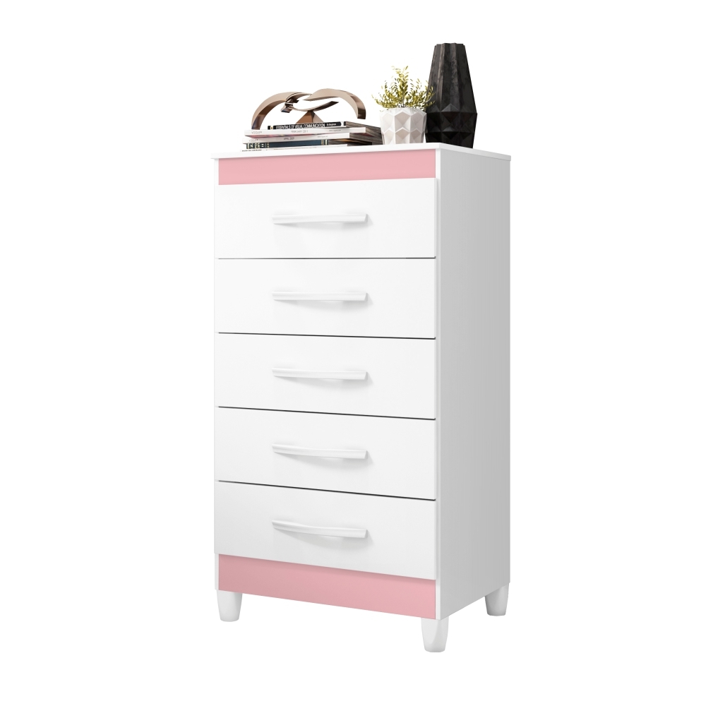 Gaveteiro Fenix Branco Flex Titanium Azul Rosa 5 Gavetas
