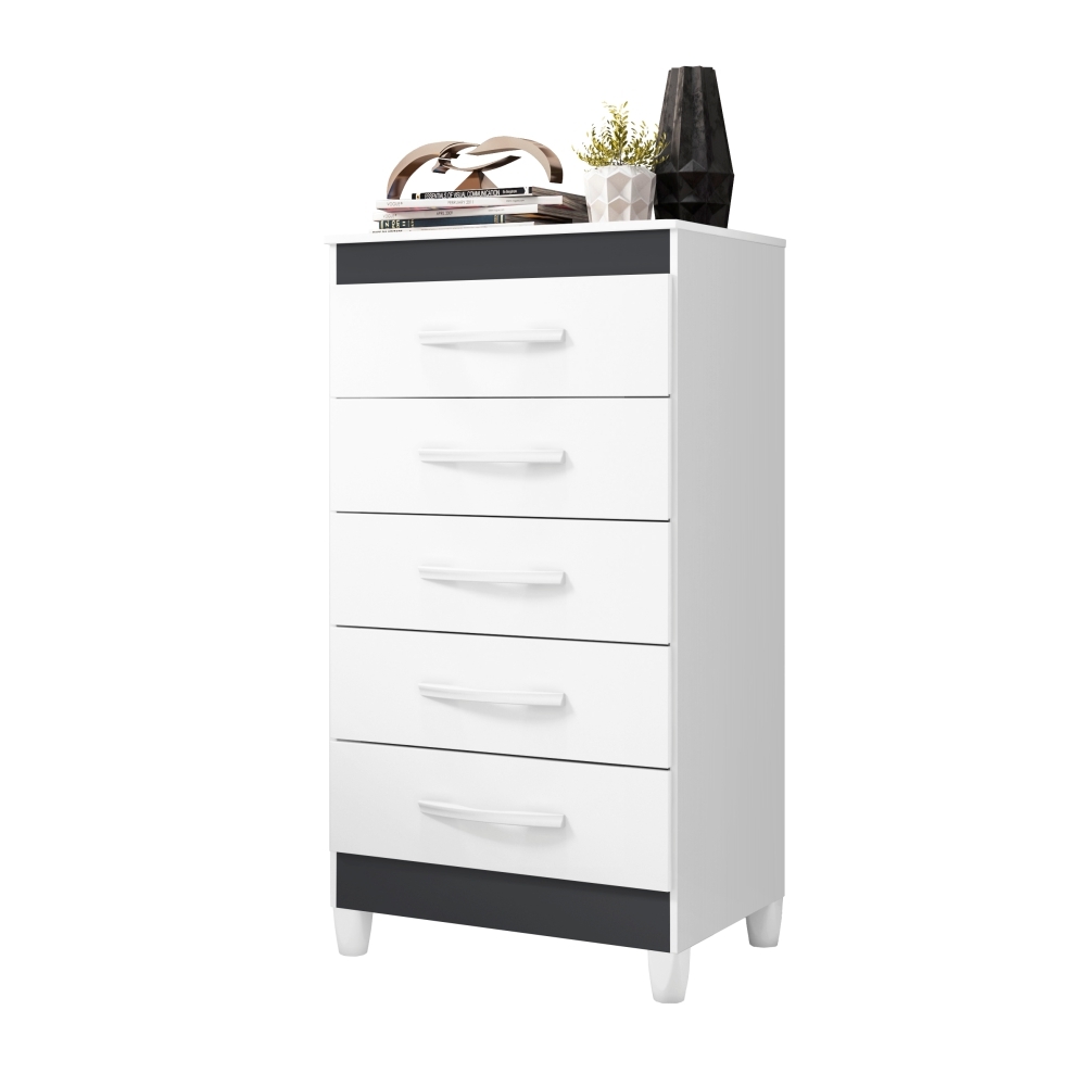 Gaveteiro Fenix Branco Flex Titanium Azul Rosa 5 Gavetas
