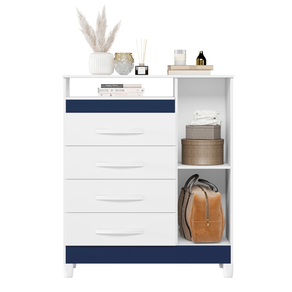 Gaveteiro Lee Branco Azul Titanium Rosa com Porta