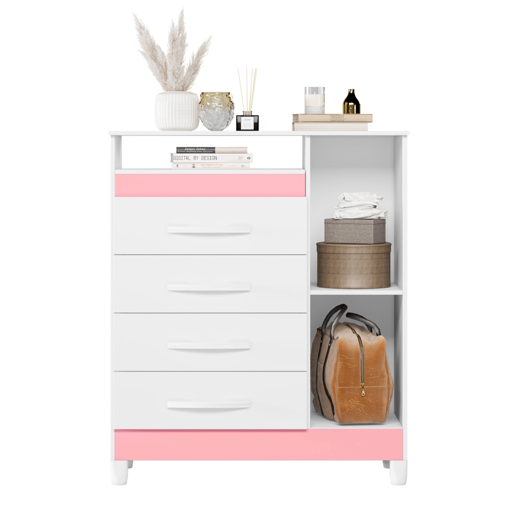 Gaveteiro Lee Branco Rosa Titanium Azul com Porta