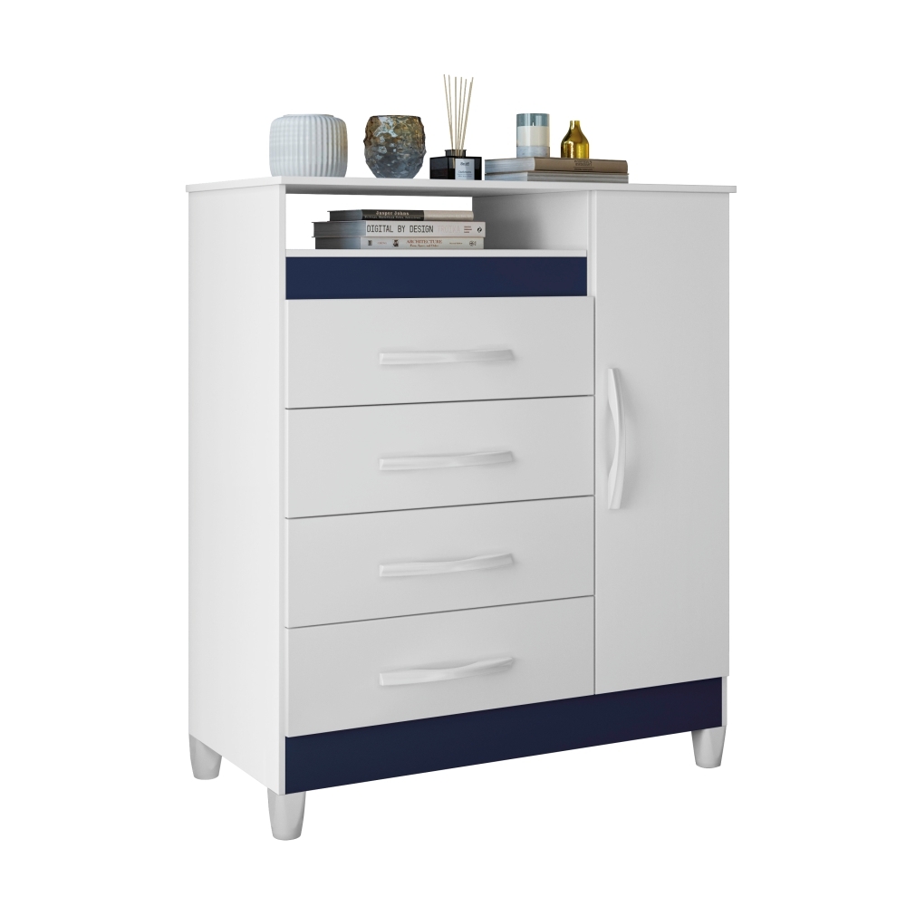 Gaveteiro Lee Branco Titanium Azul Rosa  com Porta