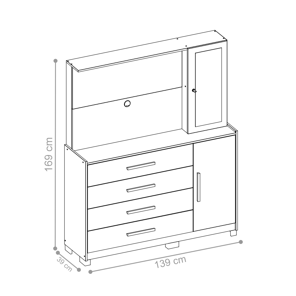 Gaveteiro Vienna Branco Liso 2 Portas