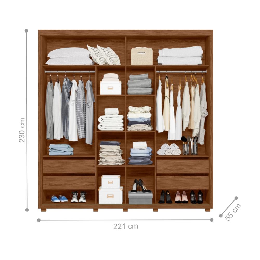 Guarda Roupa 2 Portas com Espelho Vivvare Avelã/Fendi Metalic