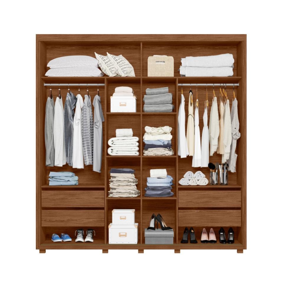Guarda Roupa 2 Portas com Espelho Vivvare Avelã/Fendi Metalic