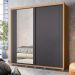 Guarda Roupa 2 Portas com Espelho Vivvare Nature/Titanium/Branco Fosco Liso