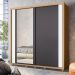 Guarda Roupa 2 Portas com Espelho Vivvare Nature/Titanium/Branco Fosco Liso
