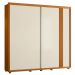 Guarda Roupa Acácia 240cm 2 Portas de Correr 4 Gavetas Cinamomo/Off White/Salvia