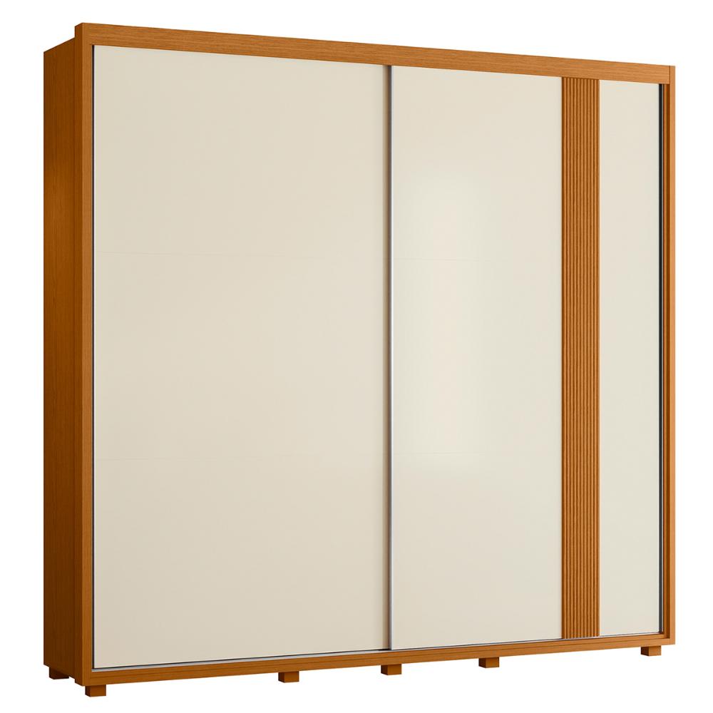 Guarda Roupa Acácia 240cm 2 Portas de Correr 4 Gavetas Cinamomo/Off White/Salvia