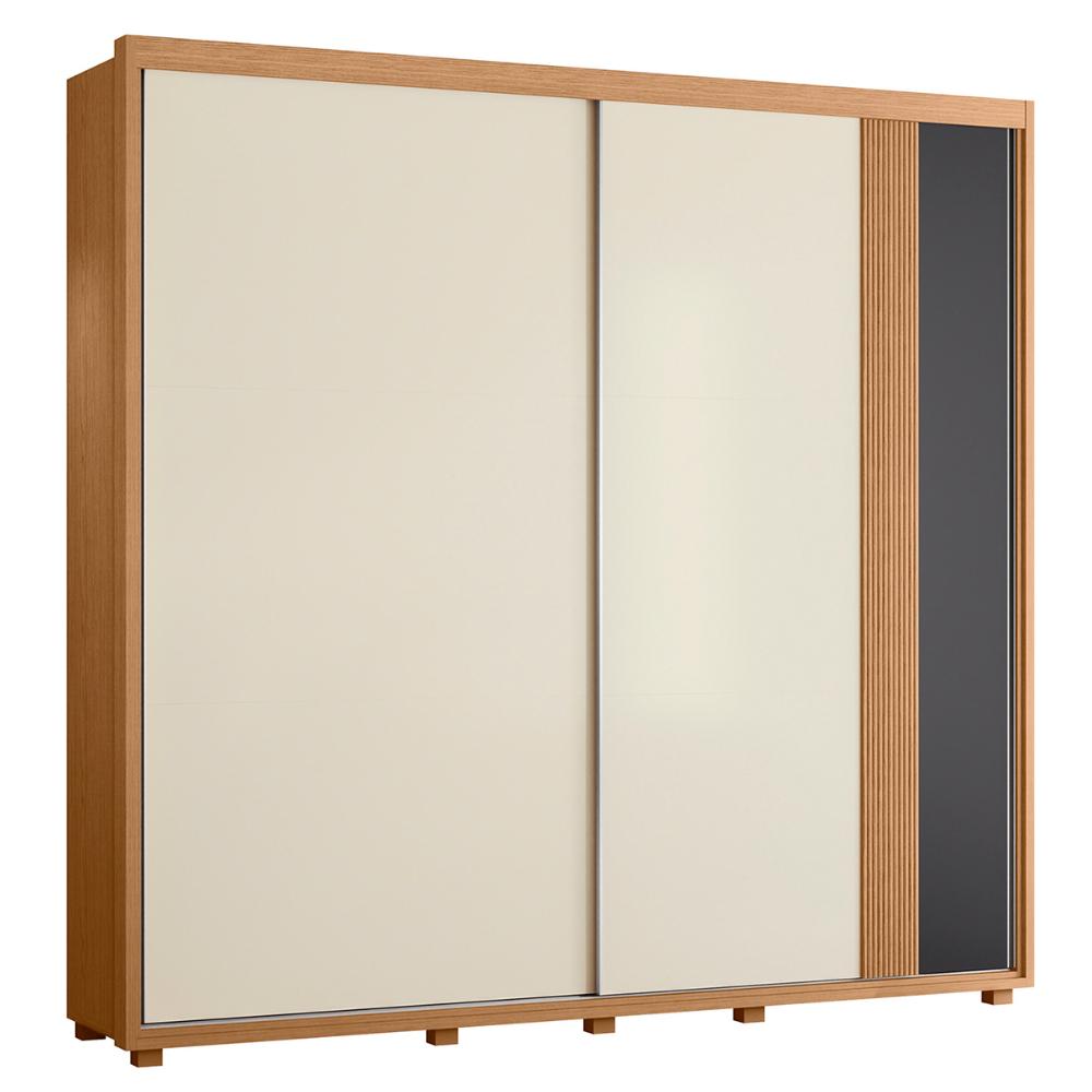 Guarda Roupa Acácia 240cm 2 Portas de Correr 4 Gavetas Freijo/Off White/Titanium