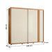 Guarda Roupa Acácia 240cm 2 Portas de Correr 4 Gavetas Freijo/Off White/Titanium