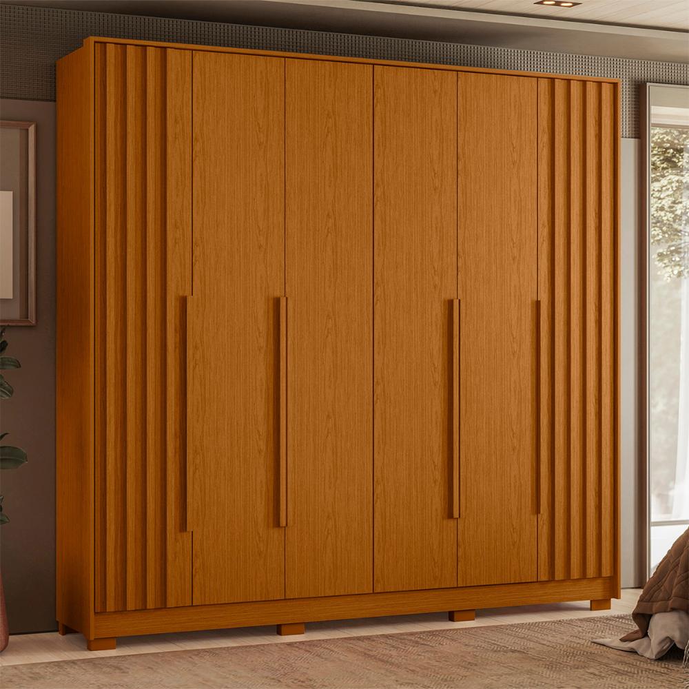 Guarda Roupa Deville 237cm 6 Portas 4 Gavetas c/ Pés Cinamomo