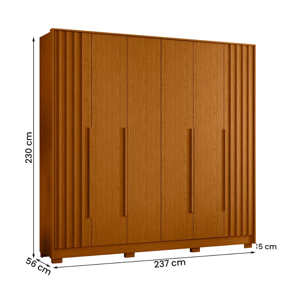 Guarda Roupa Deville 237cm 6 Portas 4 Gavetas c/ Pés Cinamomo